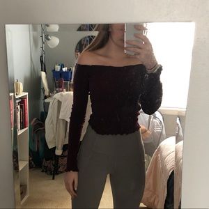 Off shoulder lattice top